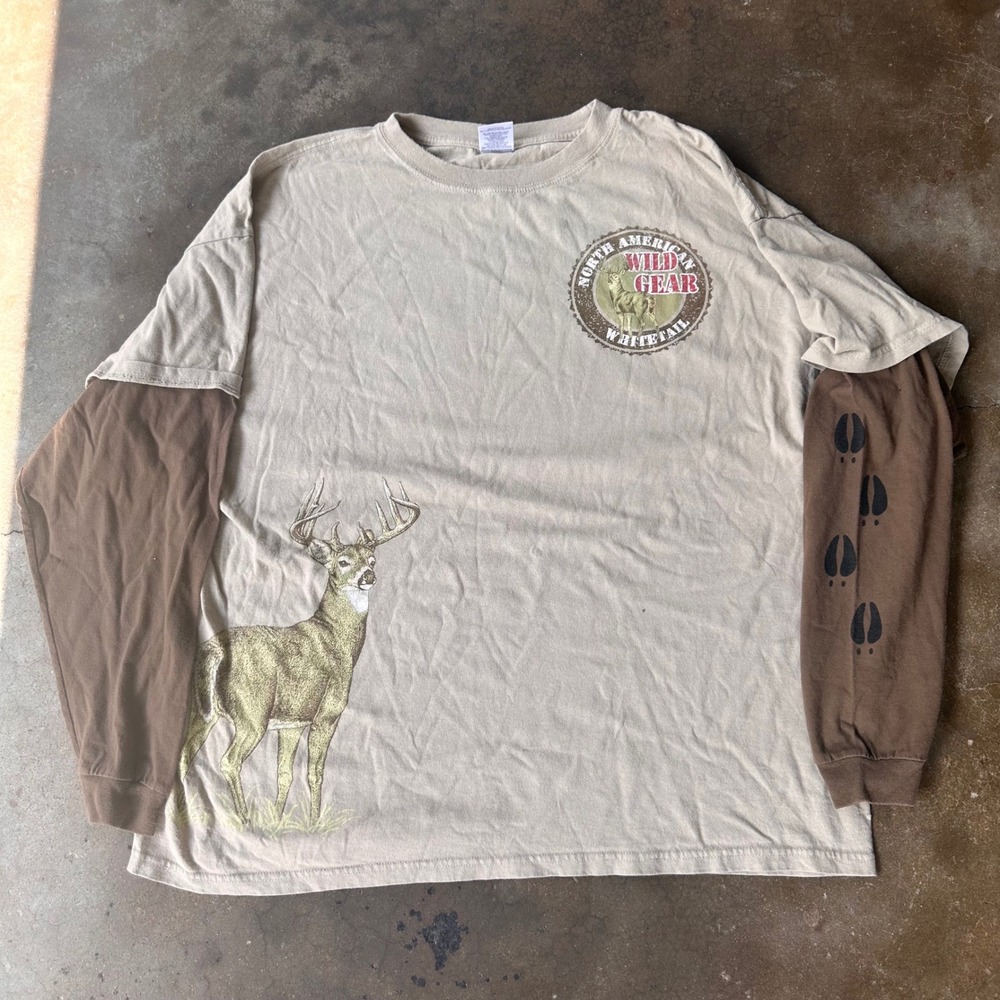 Outdoor Gear T-Shirt Mens XXL Tan Excellent North American Wild Gear Whitetail